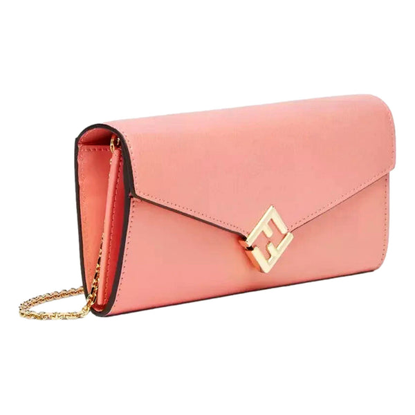 Fendi FF Diamonds Pesca Pink Calfskin Leather Continental Wallet in Pesca Pink, authentic new handbag, image 2