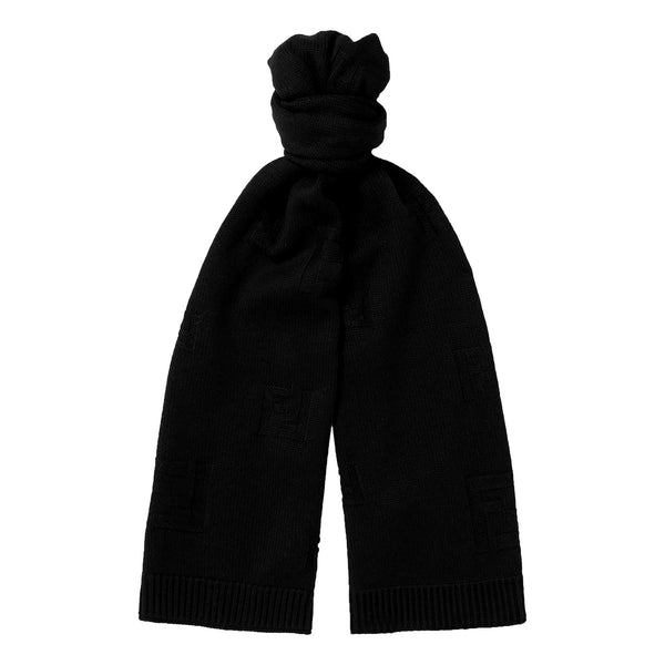 Fendi FF Karl Nero Jacquard Wool Scarf in Nero Black, authentic new scarves & shawl, image 1