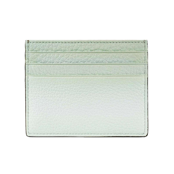 Fendi FF Logo Light Gray and Blue Pebbled Calf Leather Card Case Wallet in Light Gray and Blue, authentic new wallet, image 3
