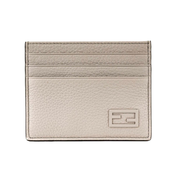 Fendi FF Logo Light Gray and Blue Pebbled Calf Leather Card Case Wallet in Light Gray and Blue, authentic new wallet, image 1