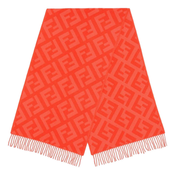 Fendi FF Print Tulip Woven Cashmere Fringe Scarf, authentic new scarves & shawl, image 2