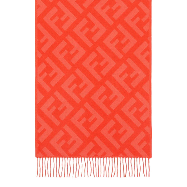 Fendi FF Print Tulip Woven Cashmere Fringe Scarf, authentic new scarves & shawl, image 1