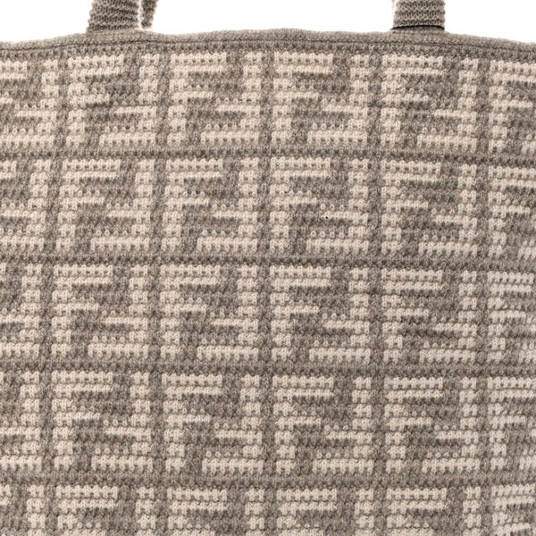 Fendi FF Tortora Gray Knitted Cashmere Wool Large Shopper Tote Bag in Tortora Gray, authentic new handbag, image 6