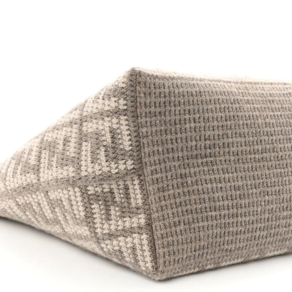 Fendi FF Tortora Gray Knitted Cashmere Wool Large Shopper Tote Bag in Tortora Gray, authentic new handbag, image 5