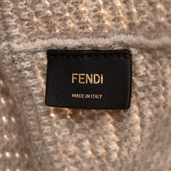 Fendi FF Tortora Gray Knitted Cashmere Wool Large Shopper Tote Bag in Tortora Gray, authentic new handbag, image 8