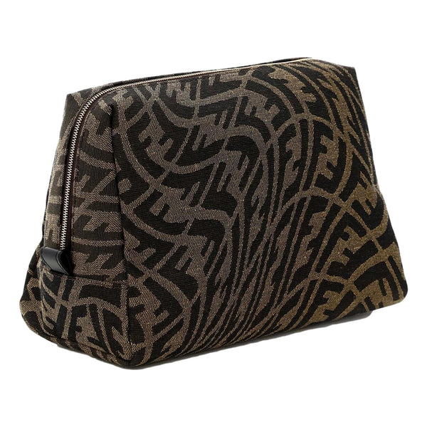 Fendi FF Vertigo Brown Canvas Small Travel Beauty Pouch Clutch Bag in Brown, authentic new handbag, image 4