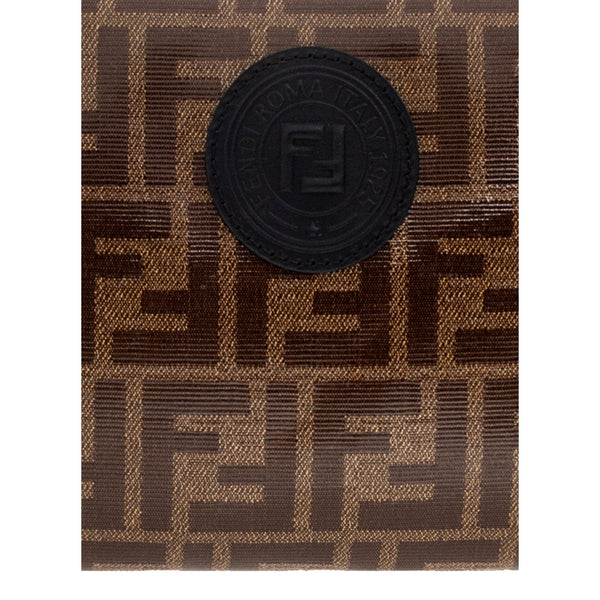Fendi FF Zucca Brown Coated Canvas Flat Zipper Pouch Clutch in Brown, authentic new handbag, image 5