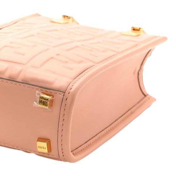 Fendi Mini Sunshine Shopper Tote Crossbody Baby Pink Zucca Leather in Baby Pink, authentic new handbag, image 8