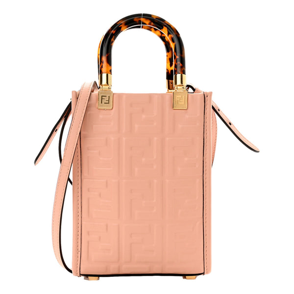 Fendi Mini Sunshine Shopper Tote Crossbody Baby Pink Zucca Leather in Baby Pink, authentic new handbag, image 2