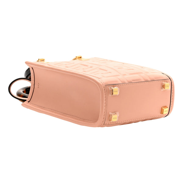 Fendi Mini Sunshine Shopper Tote Crossbody Baby Pink Zucca Leather in Baby Pink, authentic new handbag, image 6