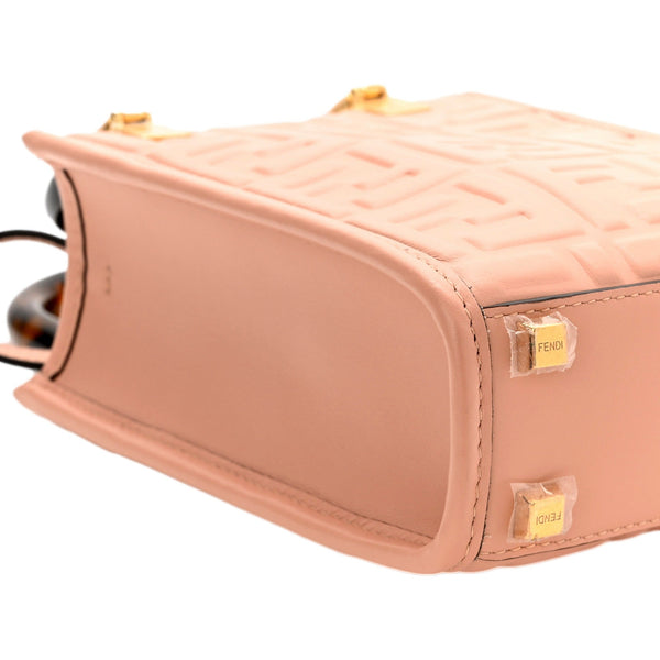 Fendi Mini Sunshine Shopper Tote Crossbody Baby Pink Zucca Leather in Baby Pink, authentic new handbag, image 7