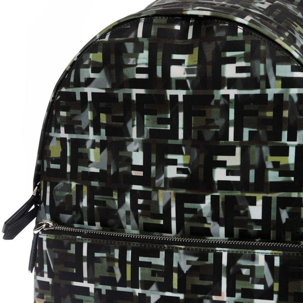 Fendi FF Zucca Nylon Multicolor Camouflage Print Large Backpack in Black and Green Multicolor, authentic new handbag, image 4
