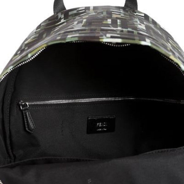 Fendi FF Zucca Nylon Multicolor Camouflage Print Large Backpack in Black and Green Multicolor, authentic new handbag, image 3