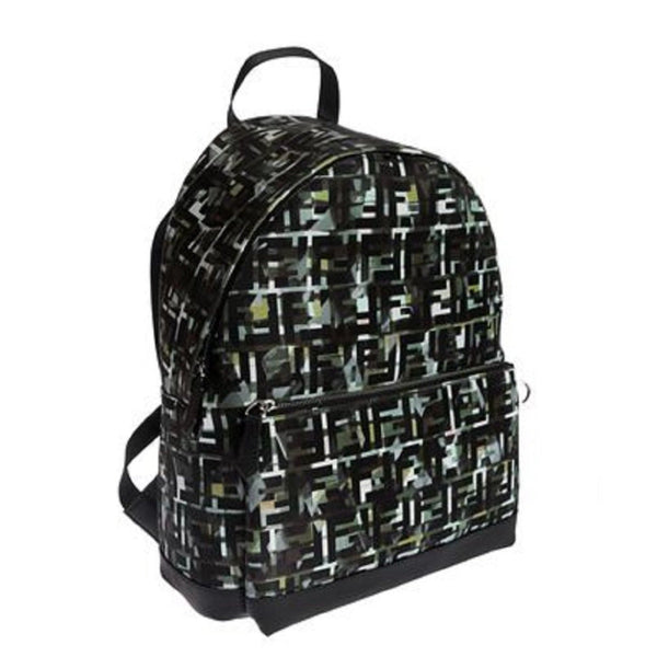 Fendi FF Zucca Nylon Multicolor Camouflage Print Large Backpack in Black and Green Multicolor, authentic new handbag, image 2