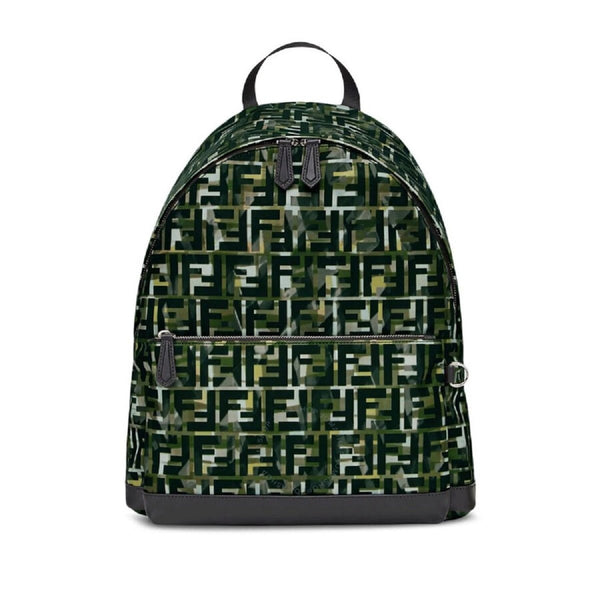 Fendi FF Zucca Nylon Multicolor Camouflage Print Large Backpack in Black and Green Multicolor, authentic new handbag, image 1