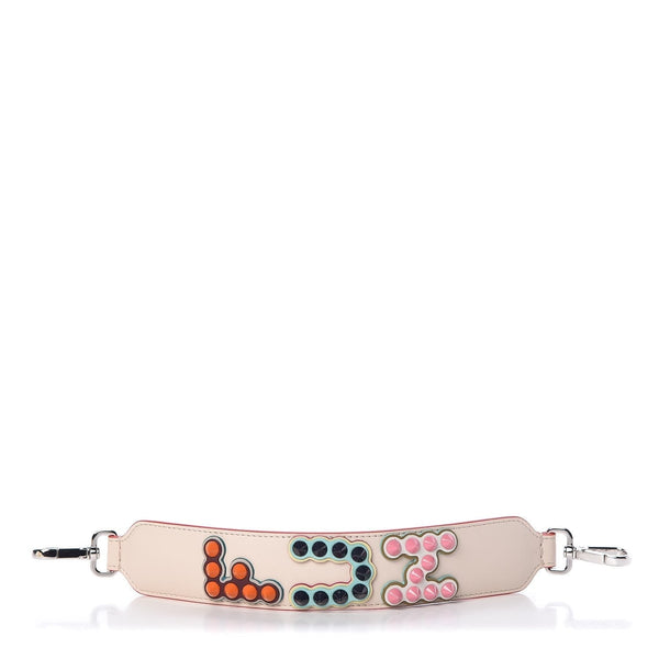 Fendi "FUN" Beige Multicolor Studded Mini Leather Shoulder Strap in Camelia Beige, authentic new handbag, image 3