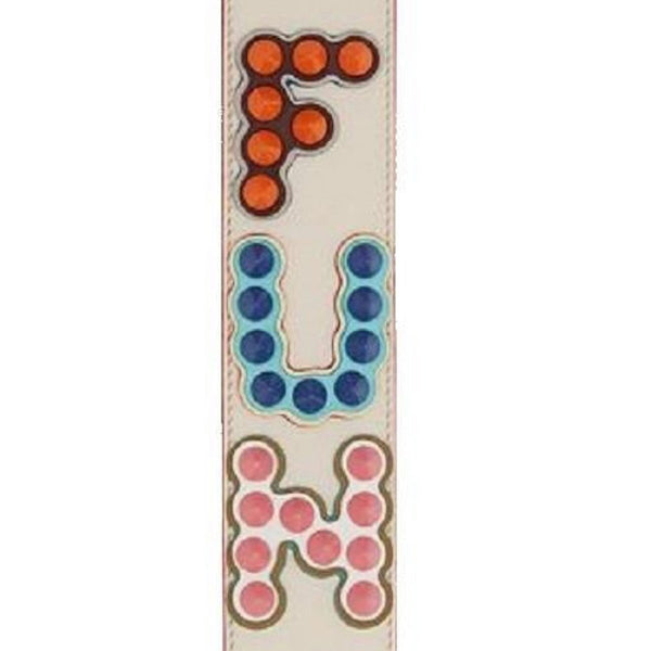 Fendi "FUN" Beige Multicolor Studded Mini Leather Shoulder Strap in Camelia Beige, authentic new handbag, image 2