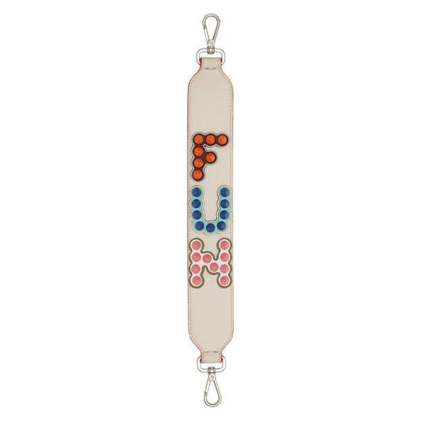 Fendi "FUN" Beige Multicolor Studded Mini Leather Shoulder Strap in Camelia Beige, authentic new handbag, image 1