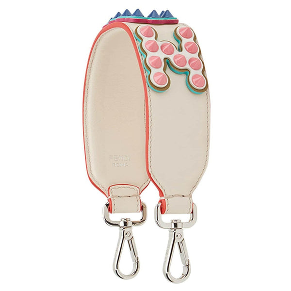 Fendi "FUN" Beige Multicolor Studded Mini Leather Shoulder Strap in Camelia Beige, authentic new handbag, image 8