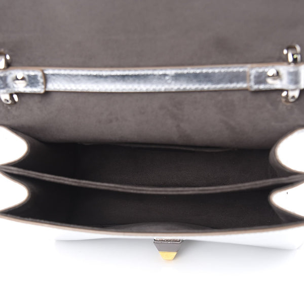 Fendi Kan I Metallic Silver Calfskin Scalloped Studded Bag in Silver, authentic new handbag, image 7