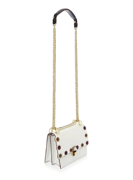 Fendi Kan I Floral Calfskin Leather Chain Bag White Multicolor in White and Multicolor, authentic new handbag, image 2