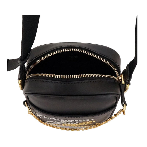 Fendi Karligraphy Studded Black Leather Small Crossbody Bag in Black, authentic new handbag, image 3