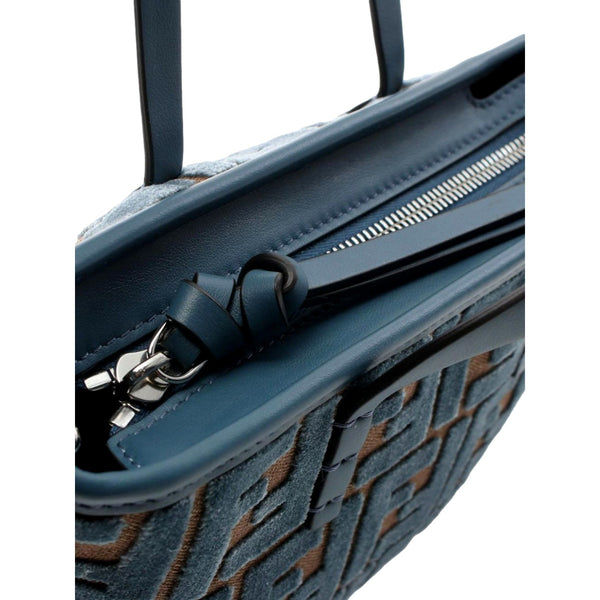 Fendi Mini Roll FF Shopping Tote Blue Brown Chenille Small Handbag in Blue and Brown, authentic new handbag, image 5