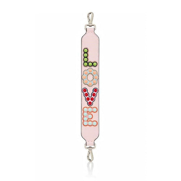 Fendi Mini Strap You Pink Peonia Multicolor "LOVE" Studded Leather in Pink Peonia, authentic new handbag, image 1
