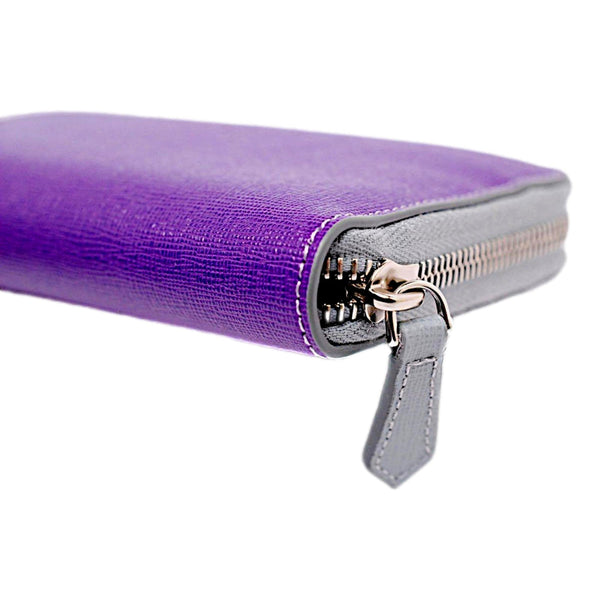 Fendi Monster Zip Pouch Clutch Cosmetic Bag Travel Purple Blue Leather in Blue, authentic new wallet, image 3