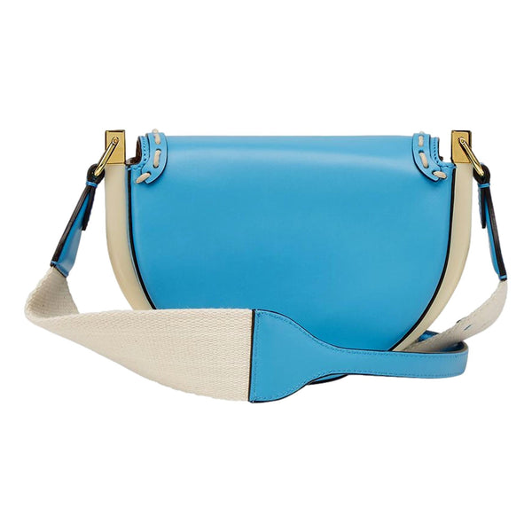 Fendi Moonlight Satchel Crossbody Cyber Blue Leather FF Logo Bag in Cyber Blue, authentic new handbag, image 2