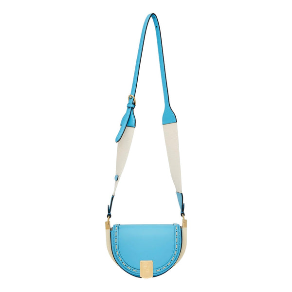 Fendi Moonlight Satchel Crossbody Cyber Blue Leather FF Logo Bag in Cyber Blue, authentic new handbag, image 4