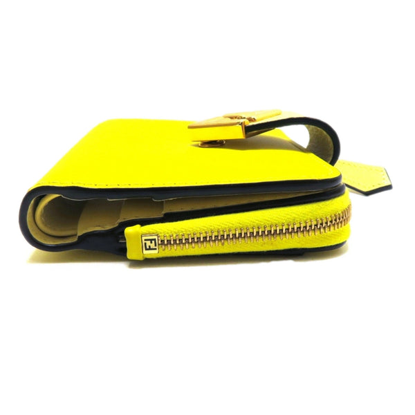 Fendi Diamonds Sorbetto Yellow Compact Zip Pocket Bifold Card Holder Wallet in Sorbetto Yellow, authentic new wallet, image 3