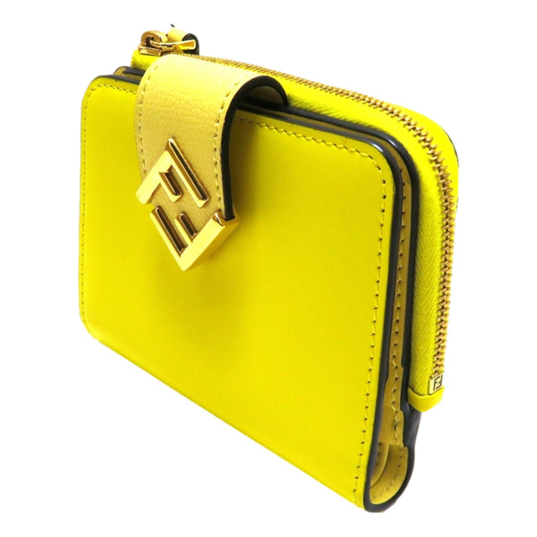 Fendi Diamonds Sorbetto Yellow Compact Zip Pocket Bifold Card Holder Wallet in Sorbetto Yellow, authentic new wallet, image 2