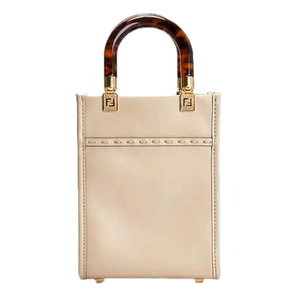 Fendi Mini Sunshine Shopper Tote Crossbody Nude Calfskin Snake Print in Nude, authentic new handbag, image 2