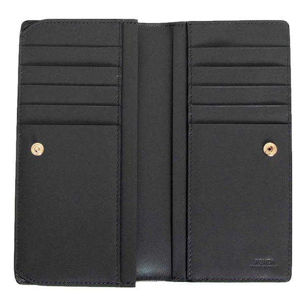 Fendi O Lock Anthracite Gray Python Print Leather Snap Continental Wallet in Anthracite Gray, authentic new wallet, image 4