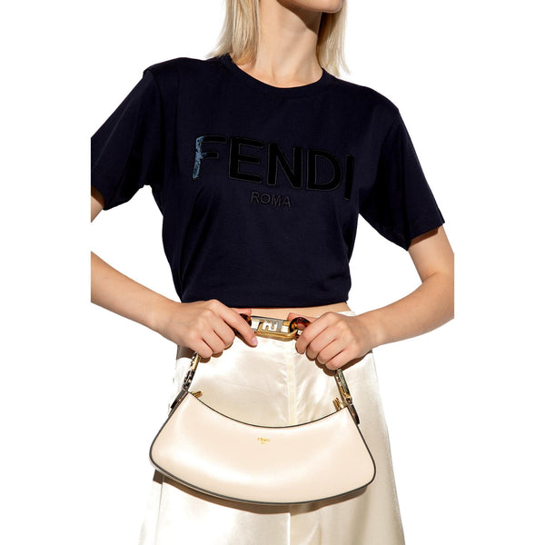 Fendi O Lock Swing Shoulder Bag Ivory Calfskin Leather in Ivory, authentic new handbag, image 2