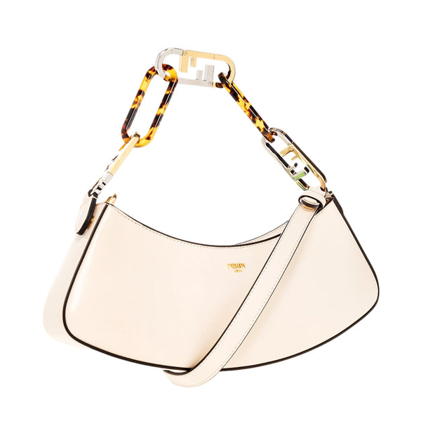 Fendi O Lock Swing Shoulder Bag Ivory Calfskin Leather in Ivory, authentic new handbag, image 3