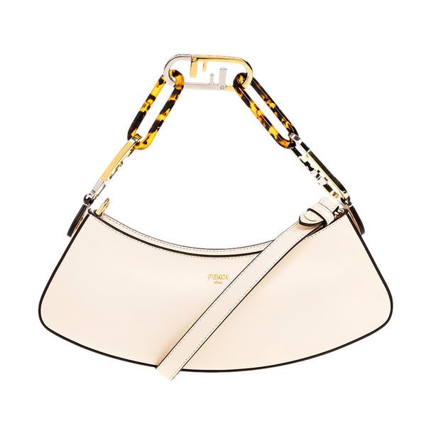 Fendi O Lock Swing Shoulder Bag Ivory Calfskin Leather in Ivory, authentic new handbag, image 1