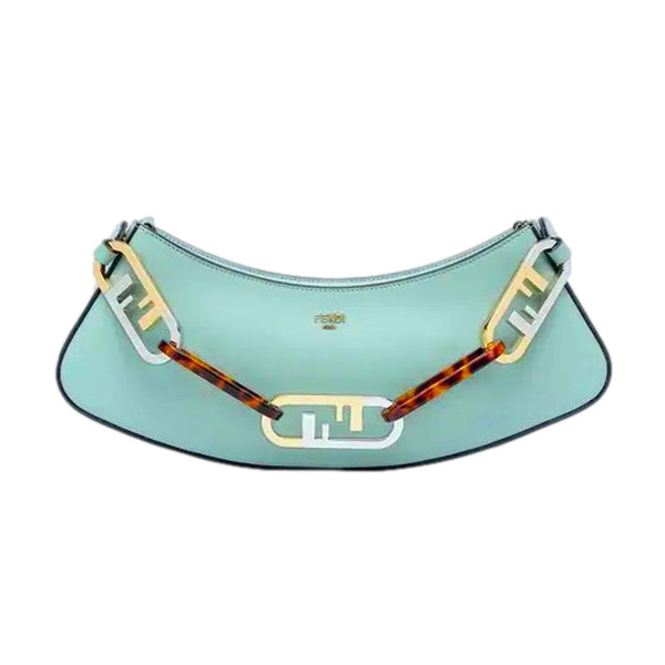 Fendi O'Lock Swing Tiffany Blue Calf Leather Small Hobo Shoulder Bag in Tiffany Blue, authentic new handbag, image 3