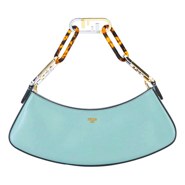 Fendi O'Lock Swing Tiffany Blue Calf Leather Small Hobo Shoulder Bag in Tiffany Blue, authentic new handbag, image 1