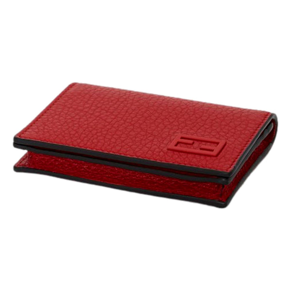 Fendi Red Grained Leather Baguette Logo Card Case Wallet in Fuoco Red, authentic new wallet, image 2