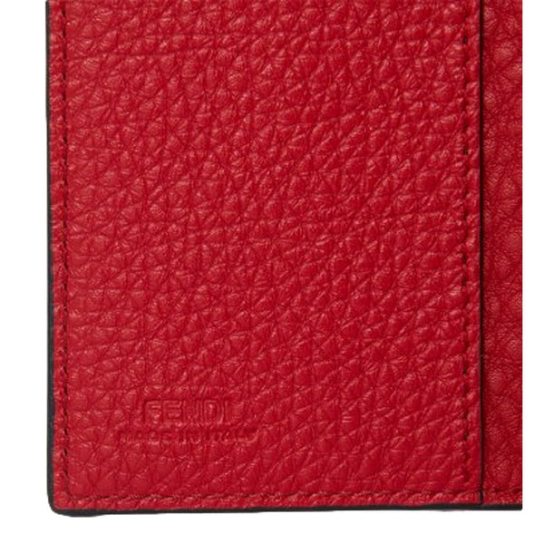 Fendi Red Grained Leather Baguette Logo Card Case Wallet in Fuoco Red, authentic new wallet, image 6