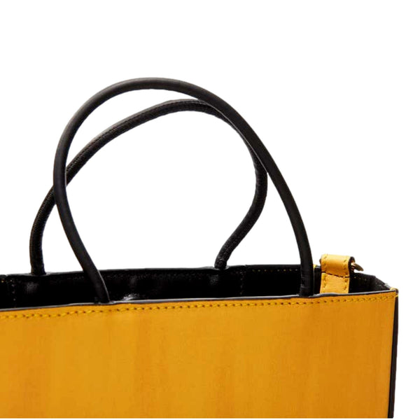 Fendi Roma 2Way Embossed Yellow Leather Crossbody Shopping Tote Bag in Black, authentic new handbag, image 7