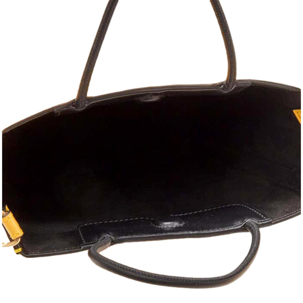 Fendi Roma 2Way Embossed Yellow Leather Crossbody Shopping Tote Bag in Black, authentic new handbag, image 8