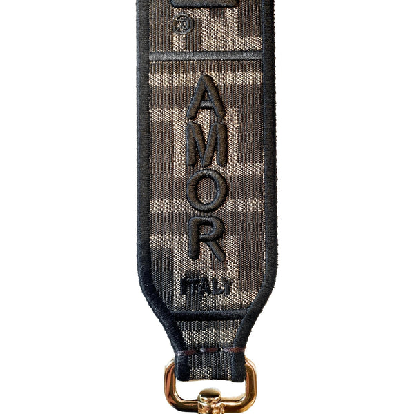 Fendi Zucca Canvas Roma Amor Mini Strap Brown Leather Trim in Brown and Black, authentic new handbag, image 3
