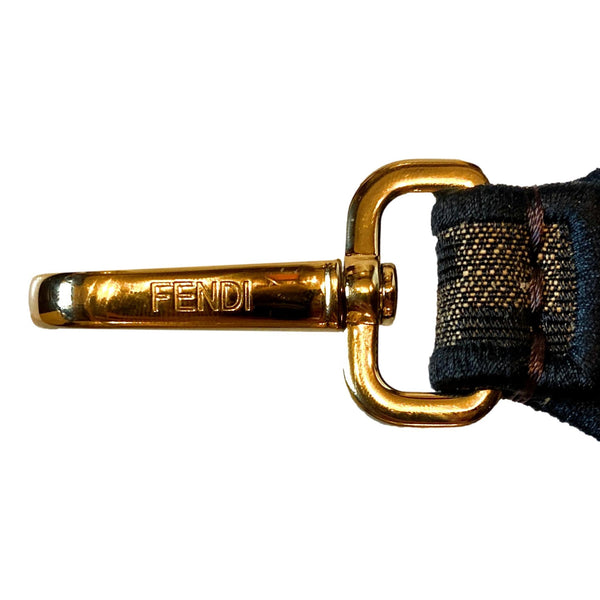 Fendi Zucca Canvas Roma Amor Mini Strap Brown Leather Trim in Brown and Black, authentic new handbag, image 6