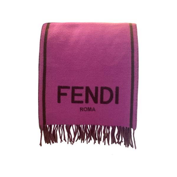 Fendi Roma Cashmere Scarf Purple Grey Logo in Purple, authentic new scarves & shawl, image 3
