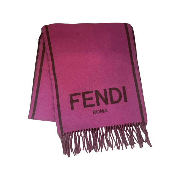 Fendi Roma Cashmere Scarf Purple Grey Logo in Purple, authentic new scarves & shawl, image 1