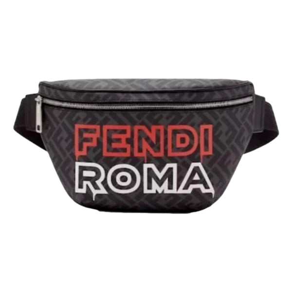 Fendi Roma Fendigraphy Nero and Rosso Leather Belt Bag in Nero (Black) and Rosso (Red), authentic new handbag, image 1