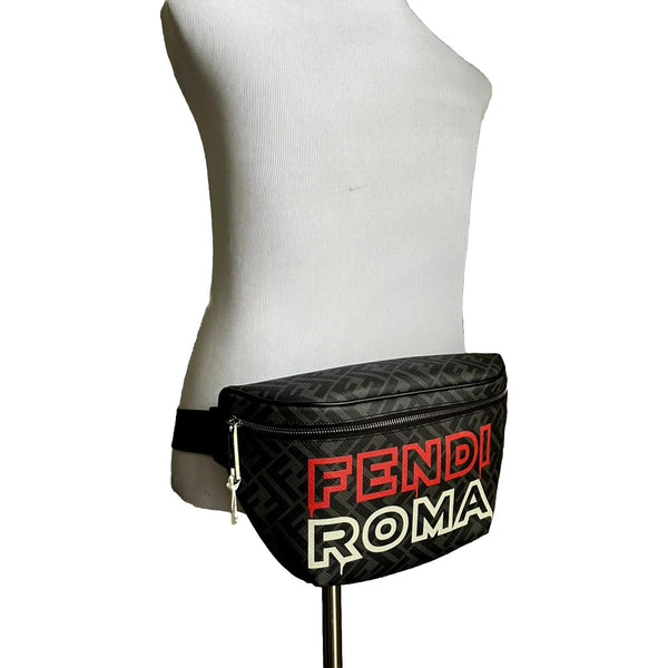 Fendi Roma Fendigraphy Nero and Rosso Leather Belt Bag in Nero (Black) and Rosso (Red), authentic new handbag, image 2
